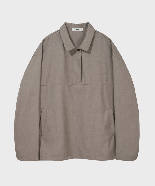 팔렛(fallett) 미니멀 카라 아노락 자켓 베이지