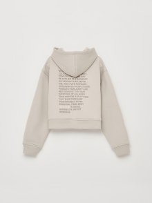 LETTERING PRINT CROP HOODY IN BEIGE