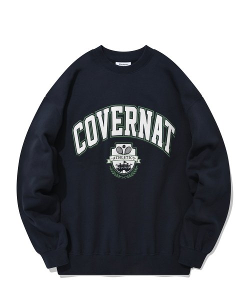 MUSINSA | COVERNAT College emblem overfit sweatshirt navy