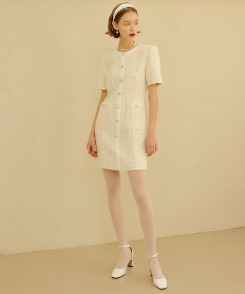 Ivory tweed outlet dress