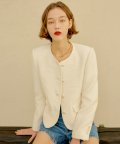 아이보리 지아 트리밍 트위드 자켓 / IVORY GIA TRIMMED TWEED JACKET