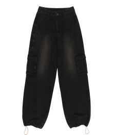 Acid Cargo Jogger Pants Black