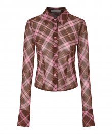 C SEE-THROUGH CHECKED BLOUSE_PINK