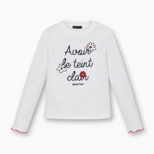베네통키즈(BENETTONKIDS) 레터링 골지 티셔츠_QATS02211IV - 59,000 | 무신사 스토어