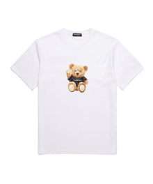 SITTING BEAR 오버핏 반팔 티셔츠(VNDTS204) 화이트