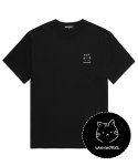 밴웍스(VANNWORKS) 야옹이 오버핏 반팔 티셔츠 (VNDTS214) 블랙