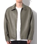 큐티에잇(QT8) BN Vegan Leather Single Jacket (Grey Khaki)