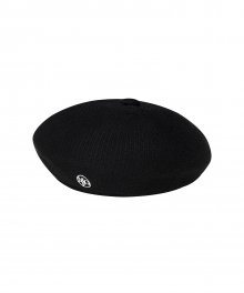 EMBROIDERY KNIT BERET black