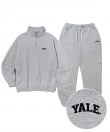 [ONEMILE WEAR] SMALL ARCH HALF ZIP UP+SWEAT PANTS GRAY