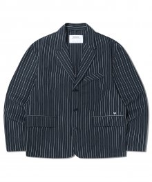 THREE BUTTON SEERSUCKER JACKET - BLACK