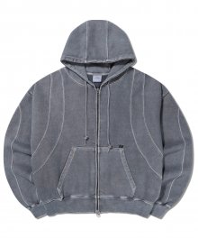 CURVE LINE HOODED ZIP UP - CHARCOAL