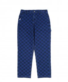 CHECKER BOARD DENIM PANTS BLUE