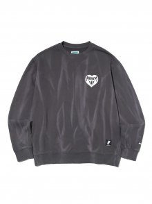 HEART SYMBOL TIEDYE SWEATSHIRT DARK GREY