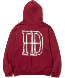 D Brush Logo Pullover Hood - Red