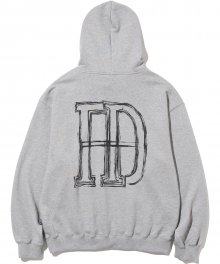 D Brush Logo Pullover Hood - Grey