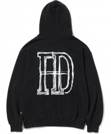 D Brush Logo Pullover Hood - Black