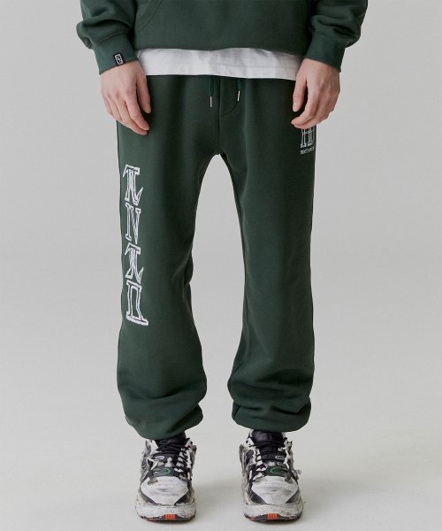 デニム・ジーパン NOT4NERD D Brush Logo Jogger Pants Green PT049GN 낫포너드(NOT4NERD) D Brush Logo Jogger Pants - Green