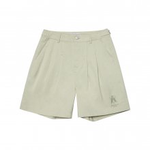 A LOGO PIN TUCK CASUAL SHORT PANTS BEIGE