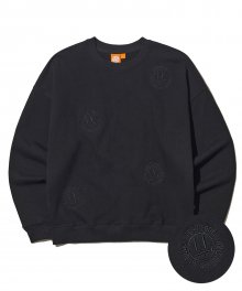 [FACE LINE] FACE FRIENDS EMBROIDERY SWEATSHIRTS_BLACK