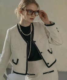 SI OT 4036 classic boucle tweed jacket_Ivory