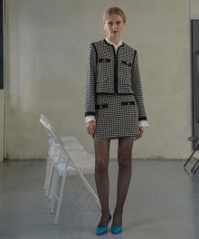 SI ST 9010 hound tooth tweed mini skirt_Check