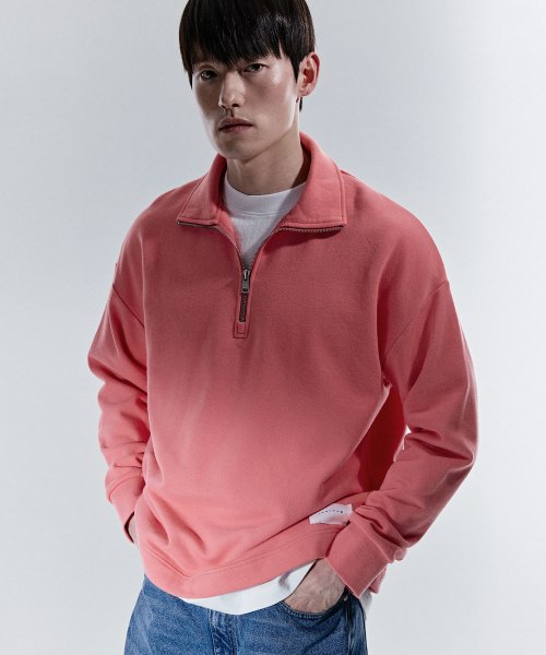 플랙() 런업 X 플랙 하프 집업 스웨트셔츠 핑크 상품 이미지