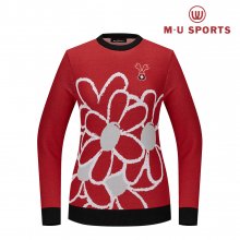 라운드넥 자갸드 스웨터 MU20122PN02-RED