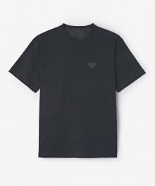 남성 트라이앵글 로고 코튼 반소매 티셔츠 - 블랙 / UJN7821Z5XF0002