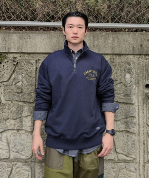 후아유 Letter Half Zip-up Sweatshirt / WHMAG4991U