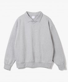 V-Neck Stand Collar Sweat Shirts [Grey]