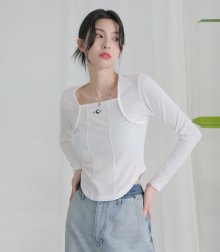 Square neck Line crop long sleeve IVORY