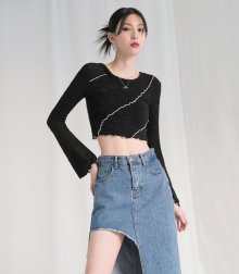 Soft cut Bell sleeve Knit BLACK