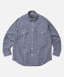 COMPACT CHECK OVERSIZED SHIRT _ NAVY