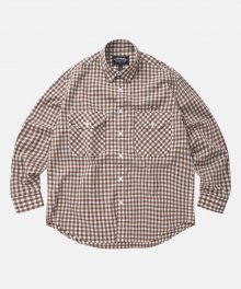 COMPACT CHECK OVERSIZED SHIRT _ BROWN