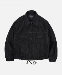 DENIM RELAXED TRUCKER JACKET _ BLACK