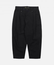DEEP TWO TUCK CURVED PANTS _ BLACK