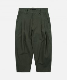 DEEP TWO TUCK CURVED PANTS _ OLIVE