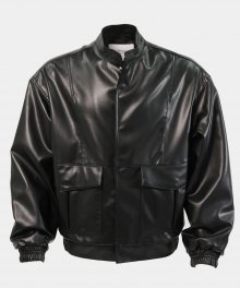 차이나카라 레더 봄버 재킷 블랙