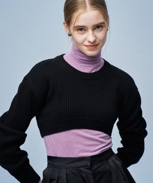 르쏘넷() 블랙 니트 볼레로 상품 이미지