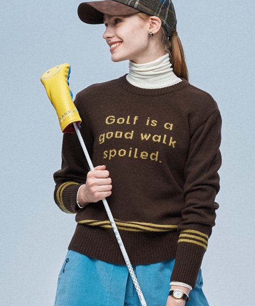 르쏘넷() 명언 니트 스웨터 브라운 상품 이미지