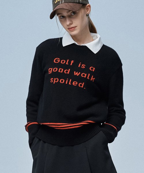 르쏘넷() 명언 니트 스웨터 블랙 상품 이미지