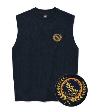 비전스트릿웨어(VISION STREETWEAR) VSW Emblem Knit Vest Navy 상품 이미지