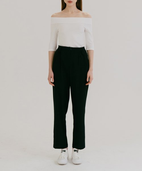 SOFT SEMI TAPERED SPAN SLACKS DARK NAVY