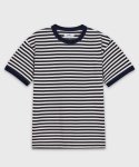 아워스코프(OURSCOPE) Velour Rib Stripe T-Shirts Navy (Stripe Black)