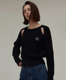 RIBBED CUT OUT KNIT_BLACK