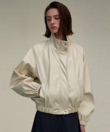 LEATHER RAGLAN BLOUSON_CREAM