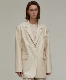 OVERSIZED FAKE LEATHER JACKET_LIGHT BEIGE