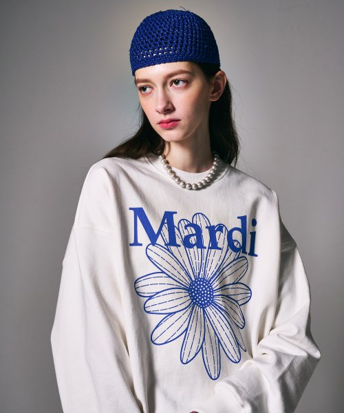 MUSINSA | MARDI MERCREDI SWEATSHIRT FLOWERMARDI_WHITE VIVIDBLUE