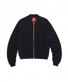 Diagonal way sweat jacket - BLACK