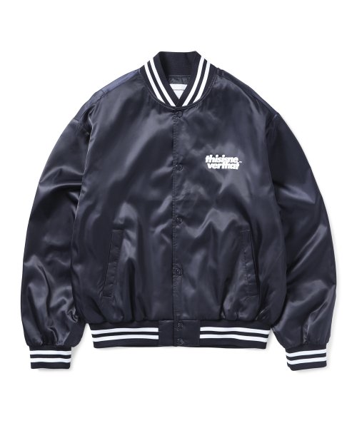 Satin Varsity Jacket Navy